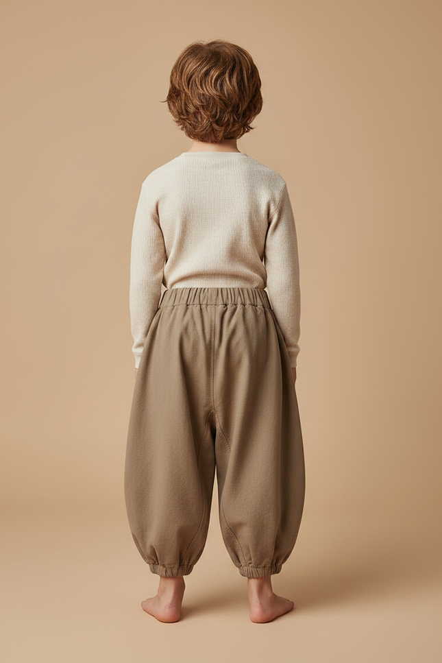 Pantalon Marron Ample Coton Confortable Enfant - vue 2