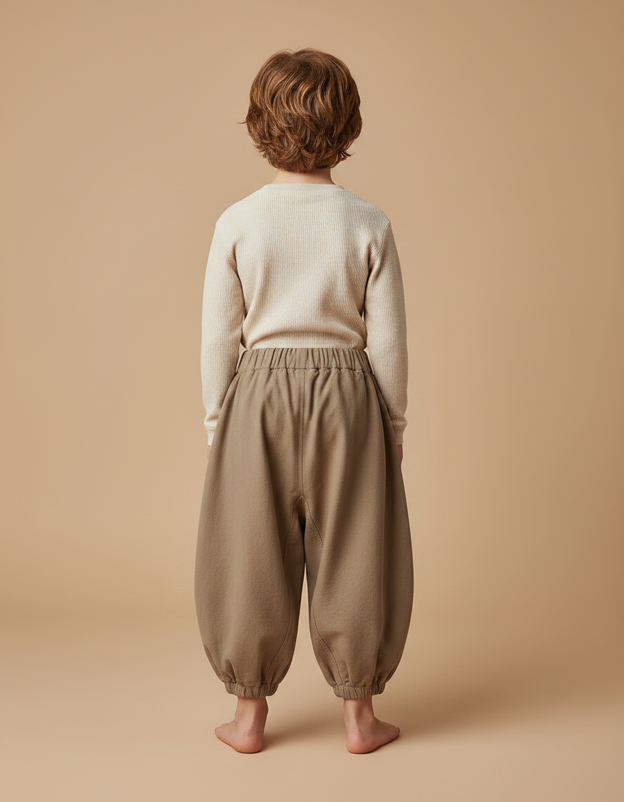 Pantalon Marron Ample Coton Confortable Enfant - vue 2