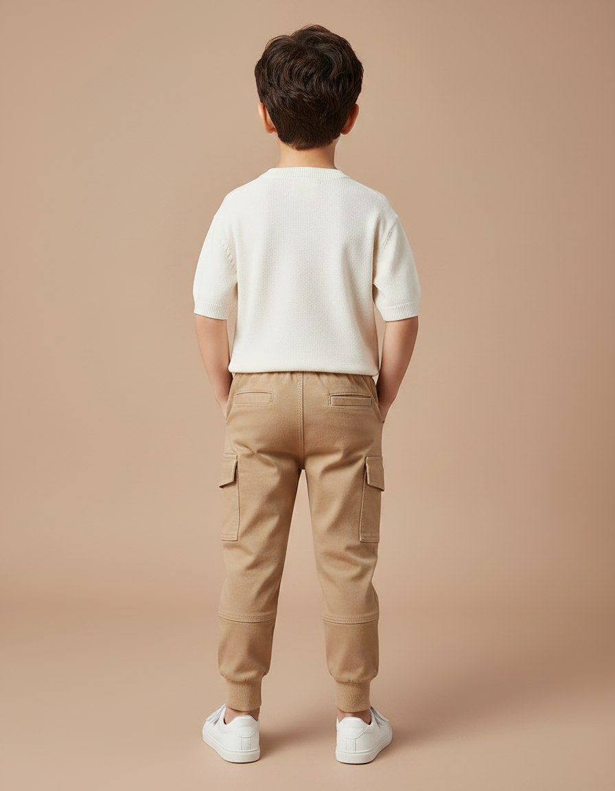 Pantalon Marron Cargo Coton Jogger Décontracté Enfant - vue 2