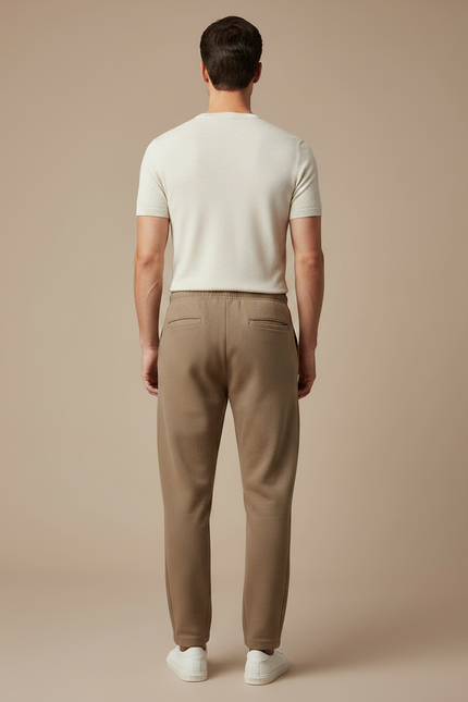 Pantalon Marron Ample Cordon Décontracté Molletonné - Camel - vue 2