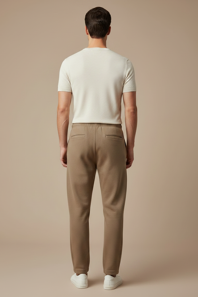 Pantalon Marron Ample Cordon Décontracté Molletonné - Camel - vue 2