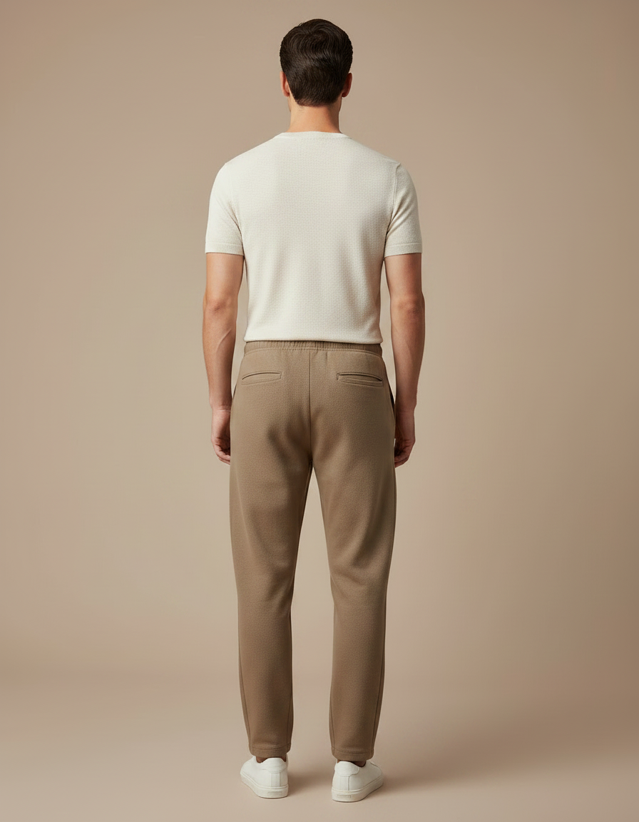 Pantalon Marron Ample Cordon Décontracté Molletonné - Camel - vue 2