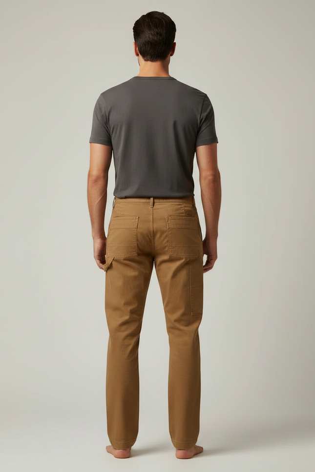 Pantalon Marron Cargo Coton Décontracté Homme Ample - vue 2