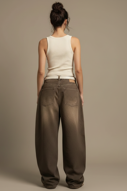 Pantalon Jean Marron - vue 2