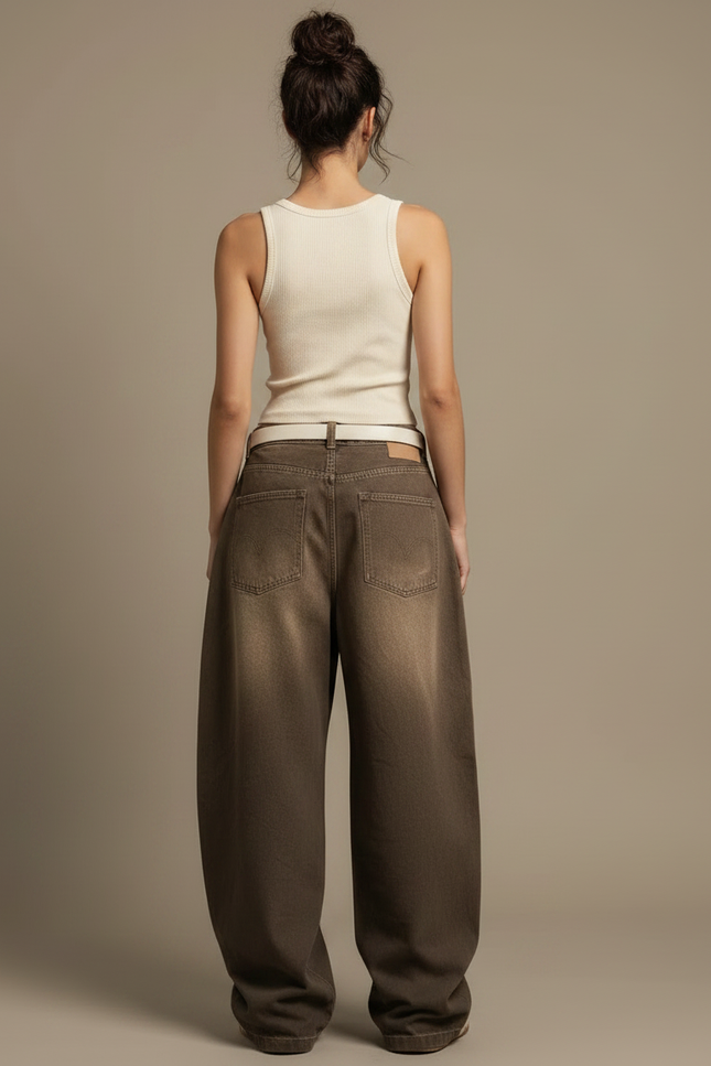 Pantalon Jean Marron - vue 2
