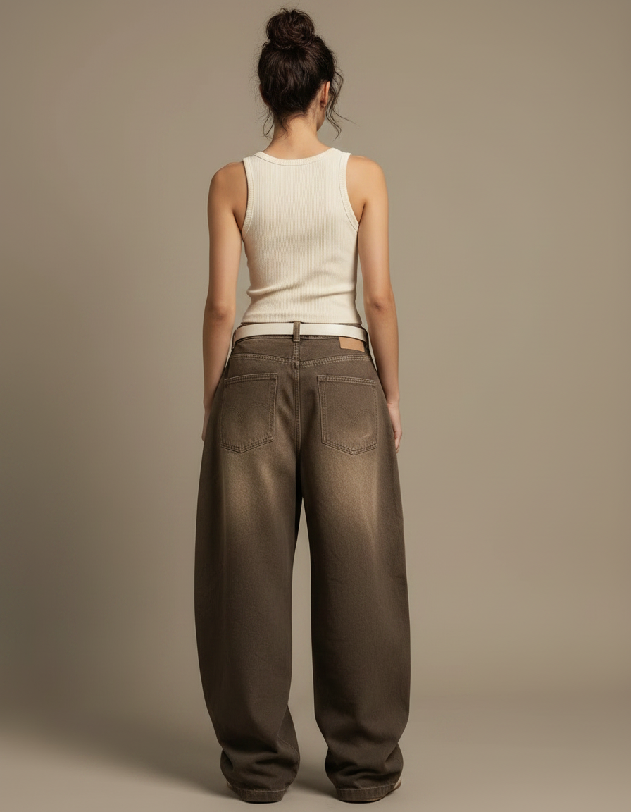 Pantalon Jean Marron - vue 2