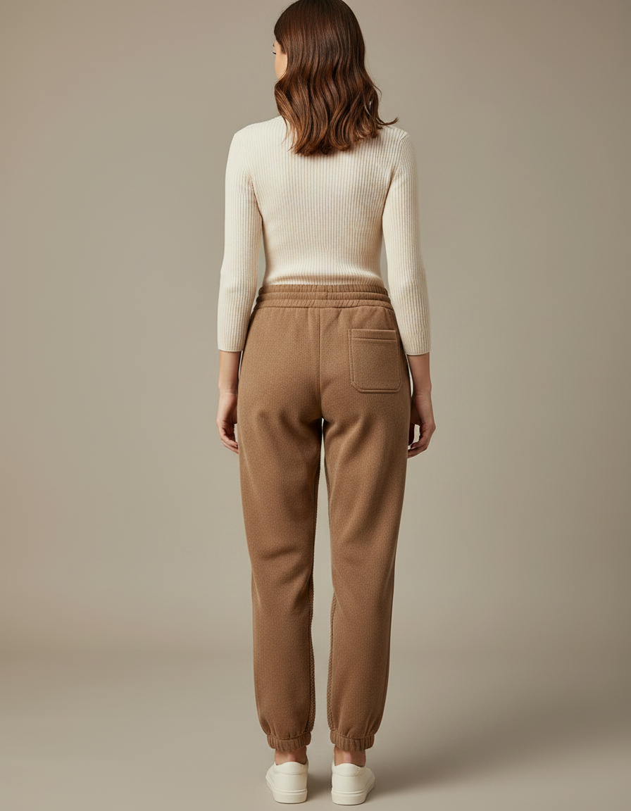 Pantalon Marron Jogging Molletonné Confortable Femme - vue 2