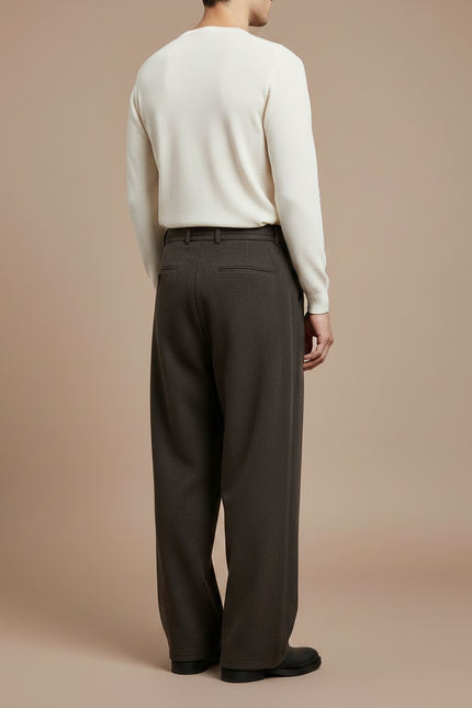 Pantalon Marron Ample Plissé Décontracté Homme - Molleton - vue 2