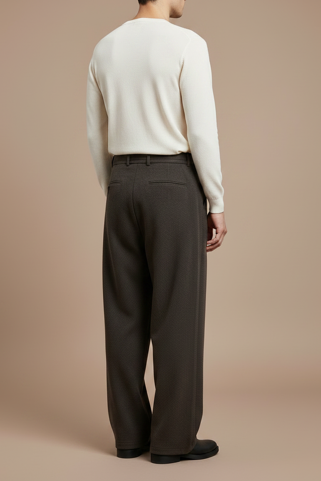 Pantalon Marron Ample Plissé Décontracté Homme - Molleton - vue 2