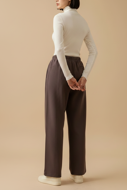 Pantalon Marron Ample Droit Confortable Décontracté - Molleton - vue 2