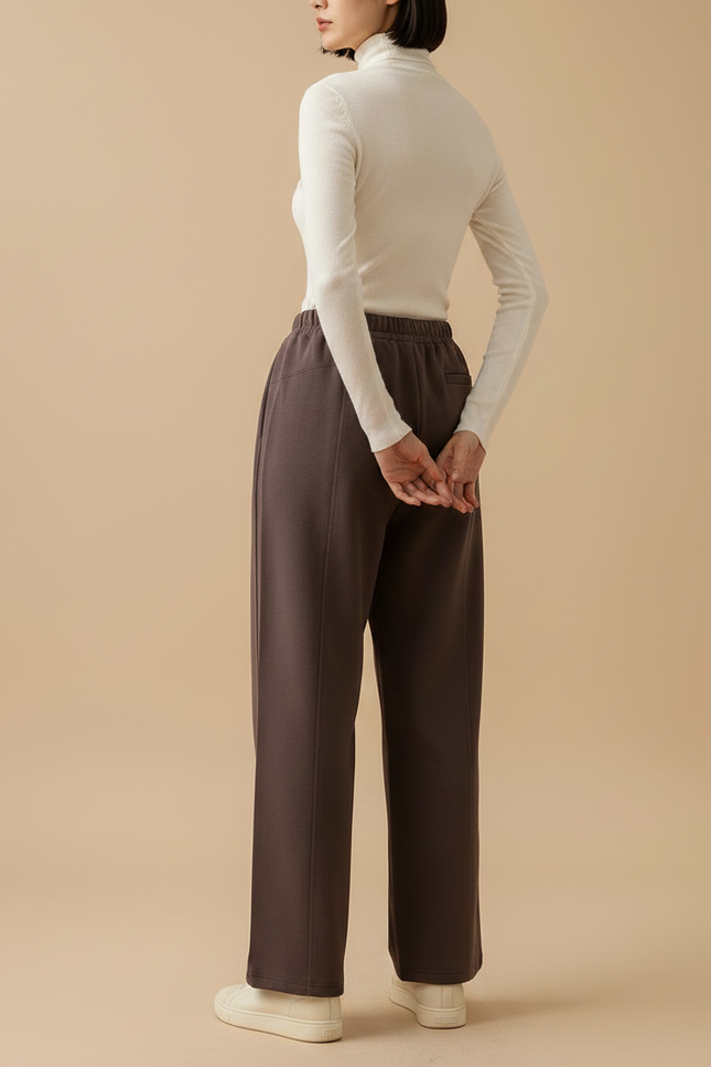 Pantalon Marron Ample Droit Confortable Décontracté - Molleton - vue 2