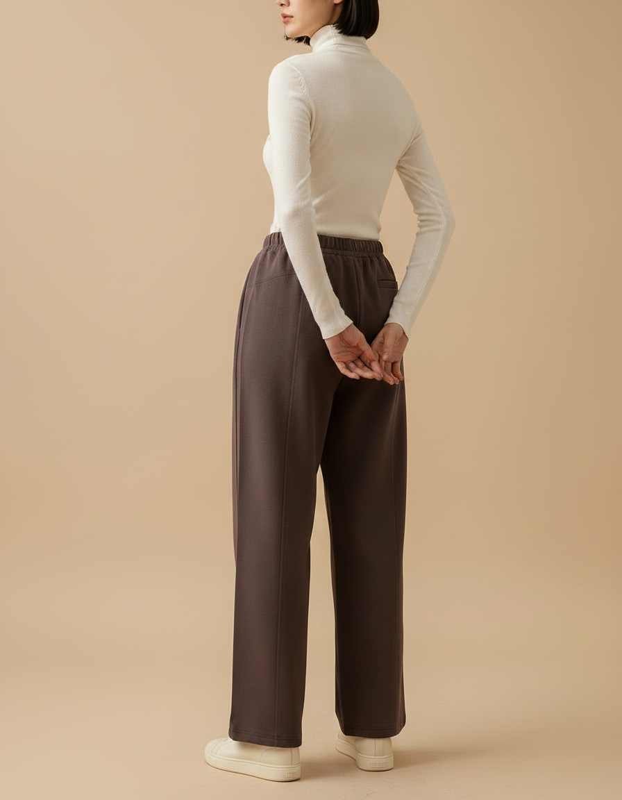 Pantalon Marron Ample Droit Confortable Décontracté - Molleton - vue 2