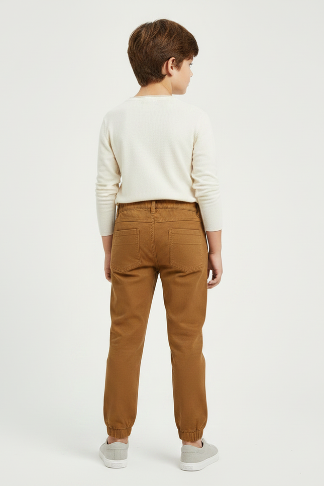 Pantalon Marron Coton Décontracté Garçon Jogger - vue 2