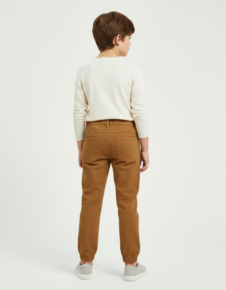 Pantalon Marron Coton Décontracté Garçon Jogger - vue 2