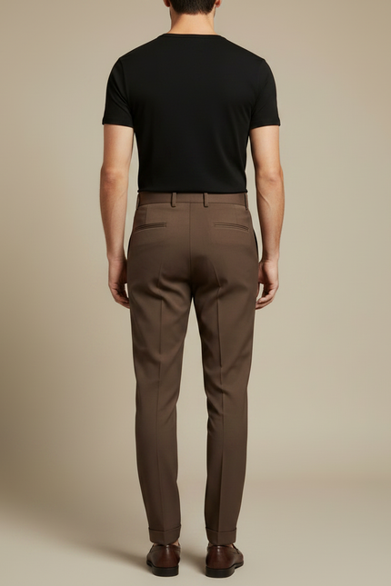 Pantalon Marron Homme Slim Fit Élégant Décontracté - Gabardine - vue 2