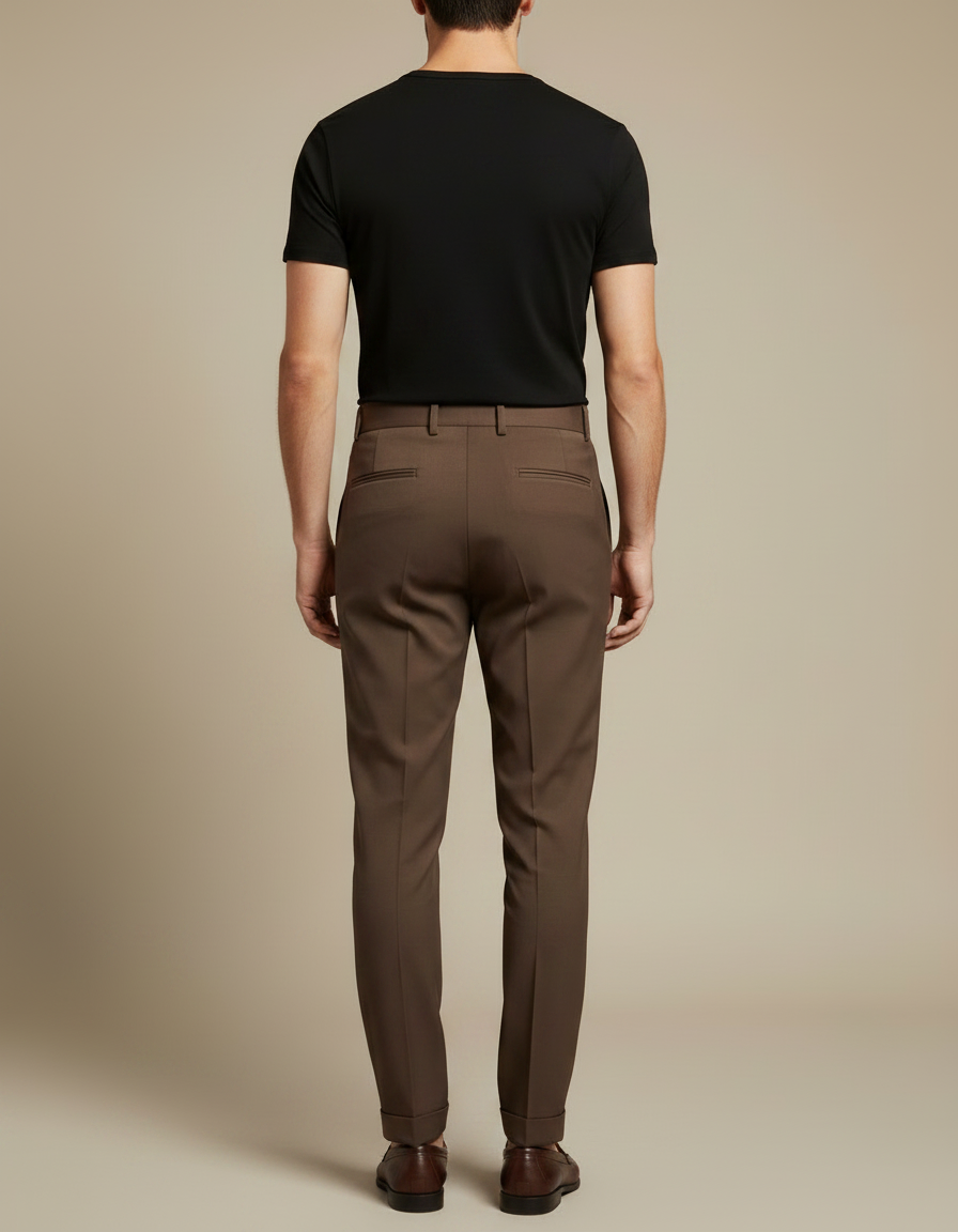 Pantalon Marron Homme Slim Fit Élégant Décontracté - Gabardine - vue 2