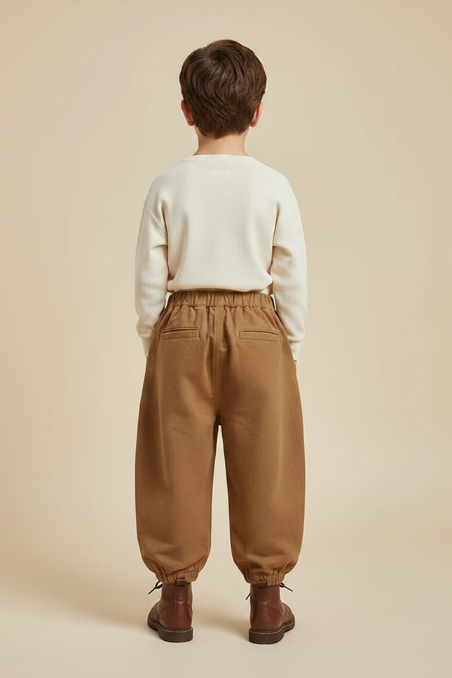 Pantalon Marron Ample Décontracté Unisexe Coton - Gabardine - vue 2