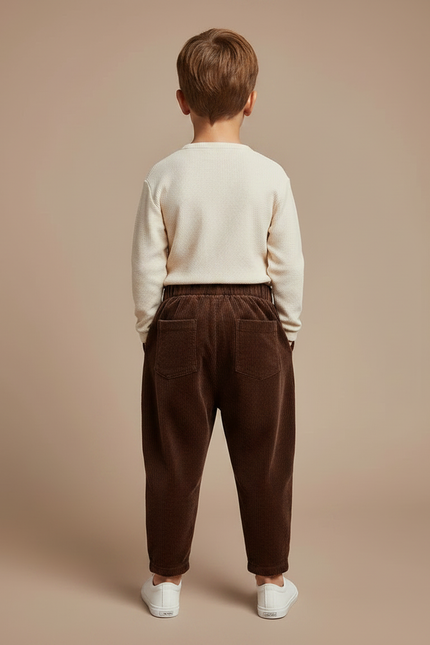 Pantalon Marron 9466 - Cordé - vue 2