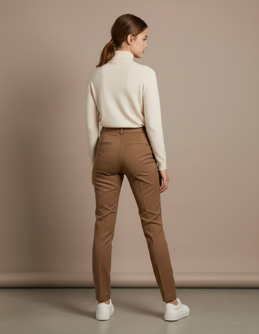 Pantalon Chino Marron Femme - Gabardine - vue 2