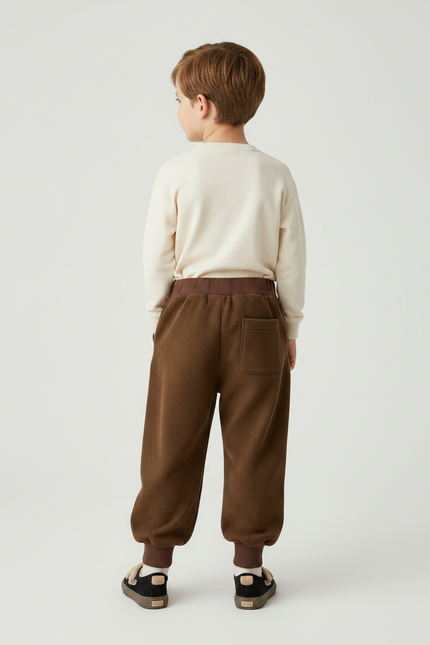 Pantalon Marron Enfant Côtelé Ample Décontracté Chaud - Cordé - vue 2