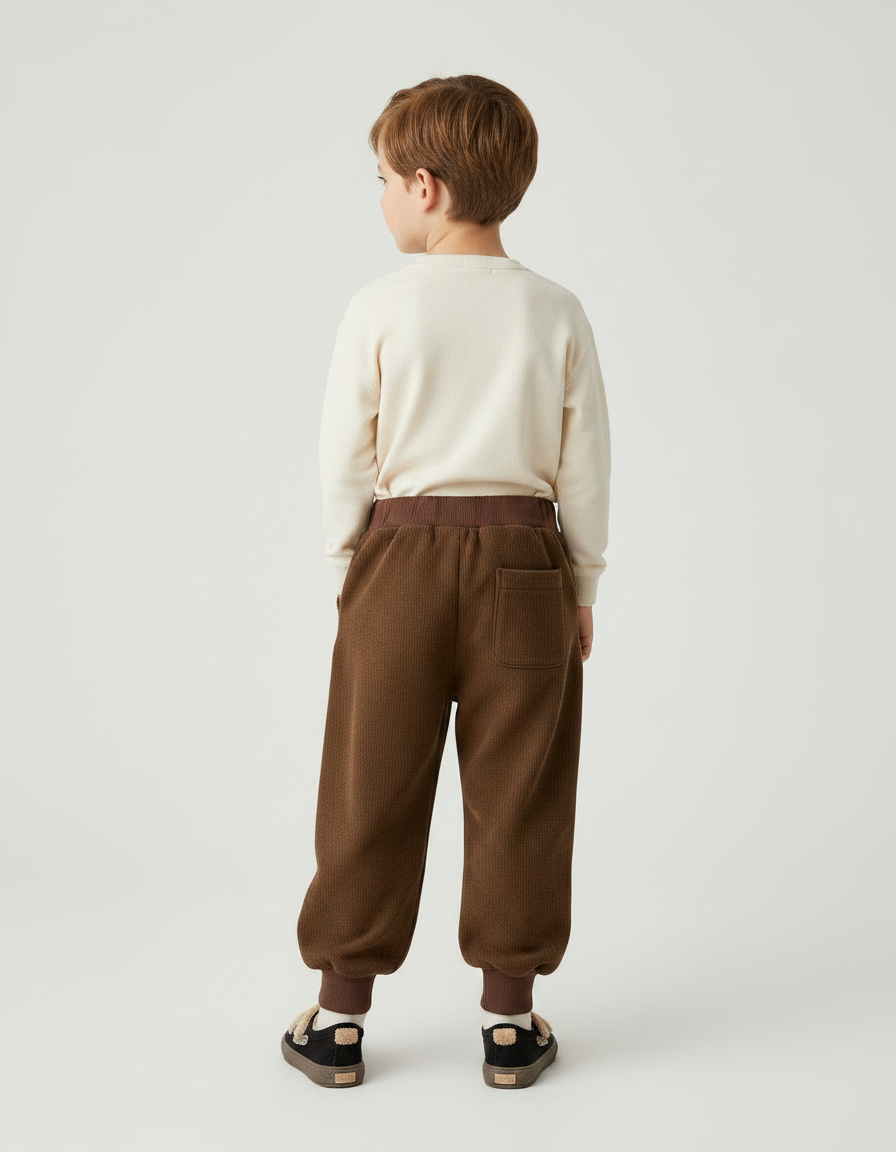 Pantalon Marron Enfant Côtelé Ample Décontracté Chaud - Cordé - vue 2