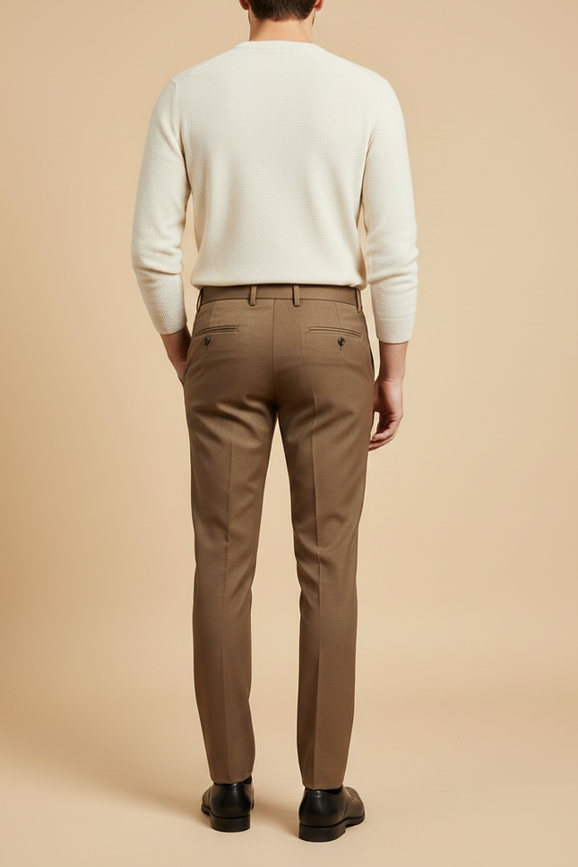 Pantalon Marron Homme Slim Élégant Formel Coton - Gabardine - vue 2