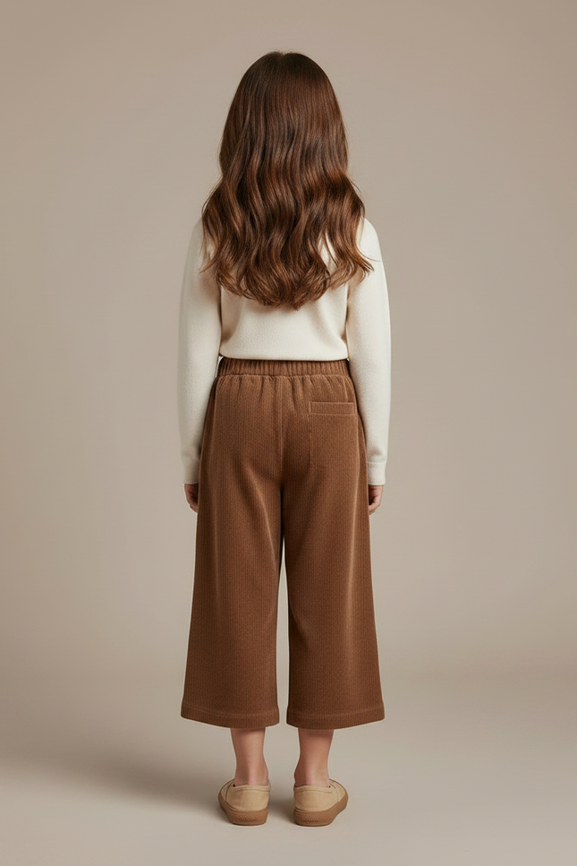 Pantalon Marron Ample Côtelé Enfant Confortable - Cordé - vue 2
