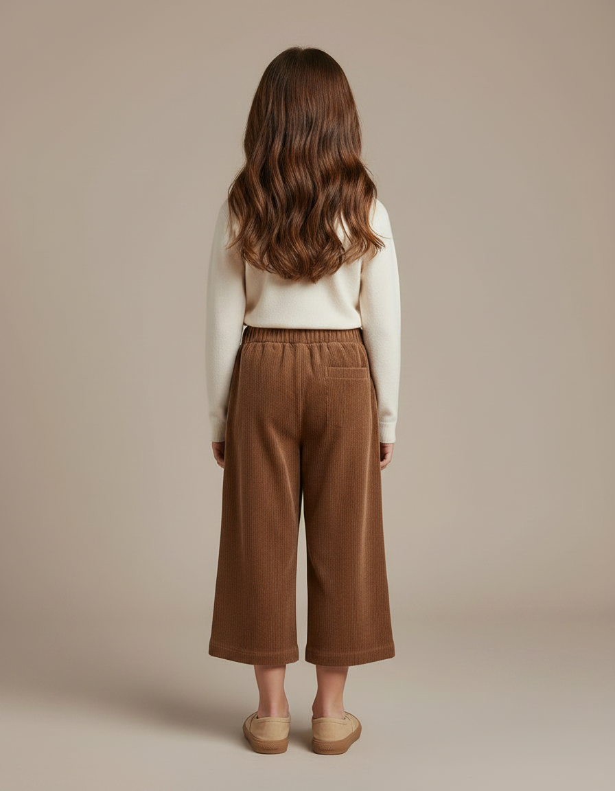 Pantalon Marron Ample Côtelé Enfant Confortable - Cordé - vue 2