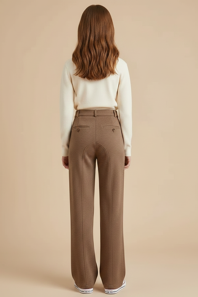 Pantalon Marron Droit Laine Taille Haute Enfant - vue 2