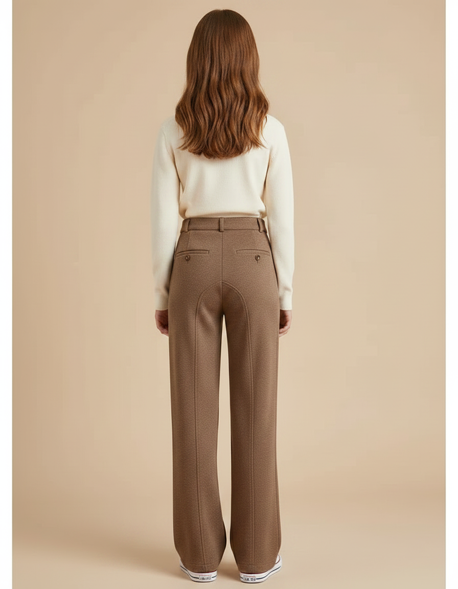 Pantalon Marron Droit Laine Taille Haute Enfant - vue 2