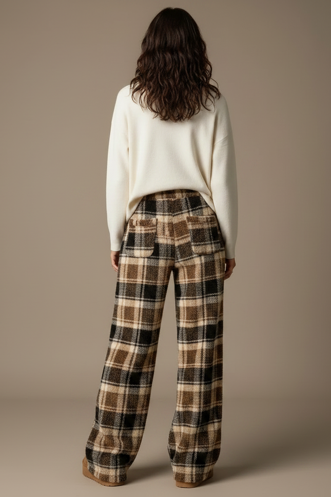 Pantalon Carreaux Marron Femme - Tweed - vue 2