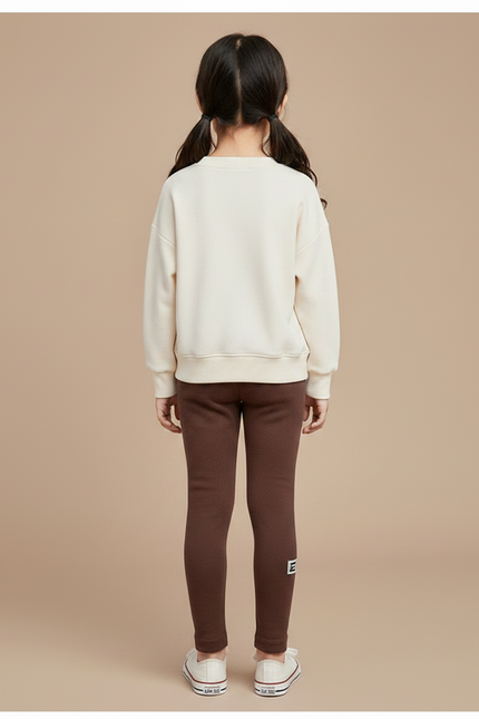 Pantalon Marron Épais Doublé Velours Confortable Fille - Molleton - vue 2