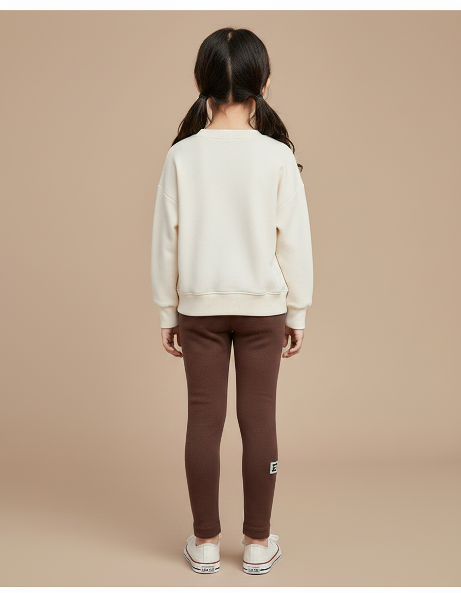 Pantalon Marron Épais Doublé Velours Confortable Fille - Molleton - vue 2