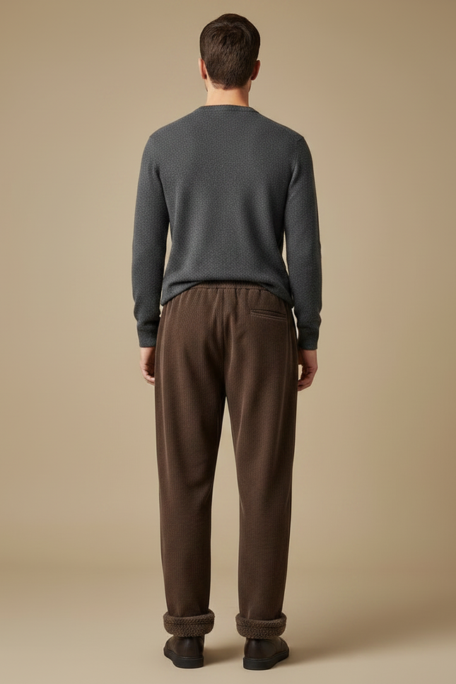 Pantalon Marron Côtelé Épais Ample Hiver Homme - Cordé - vue 2