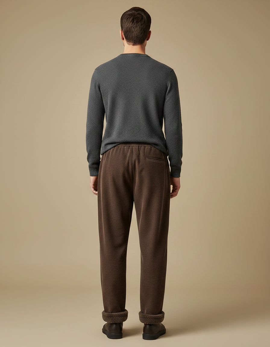 Pantalon Marron Côtelé Épais Ample Hiver Homme - Cordé - vue 2
