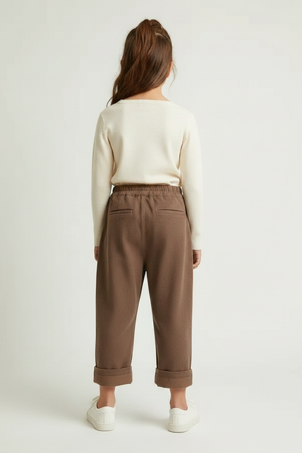Pantalon Barrel Marron - Molleton - vue 2