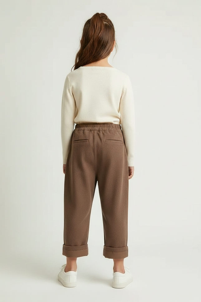Pantalon Barrel Marron - Molleton - vue 2
