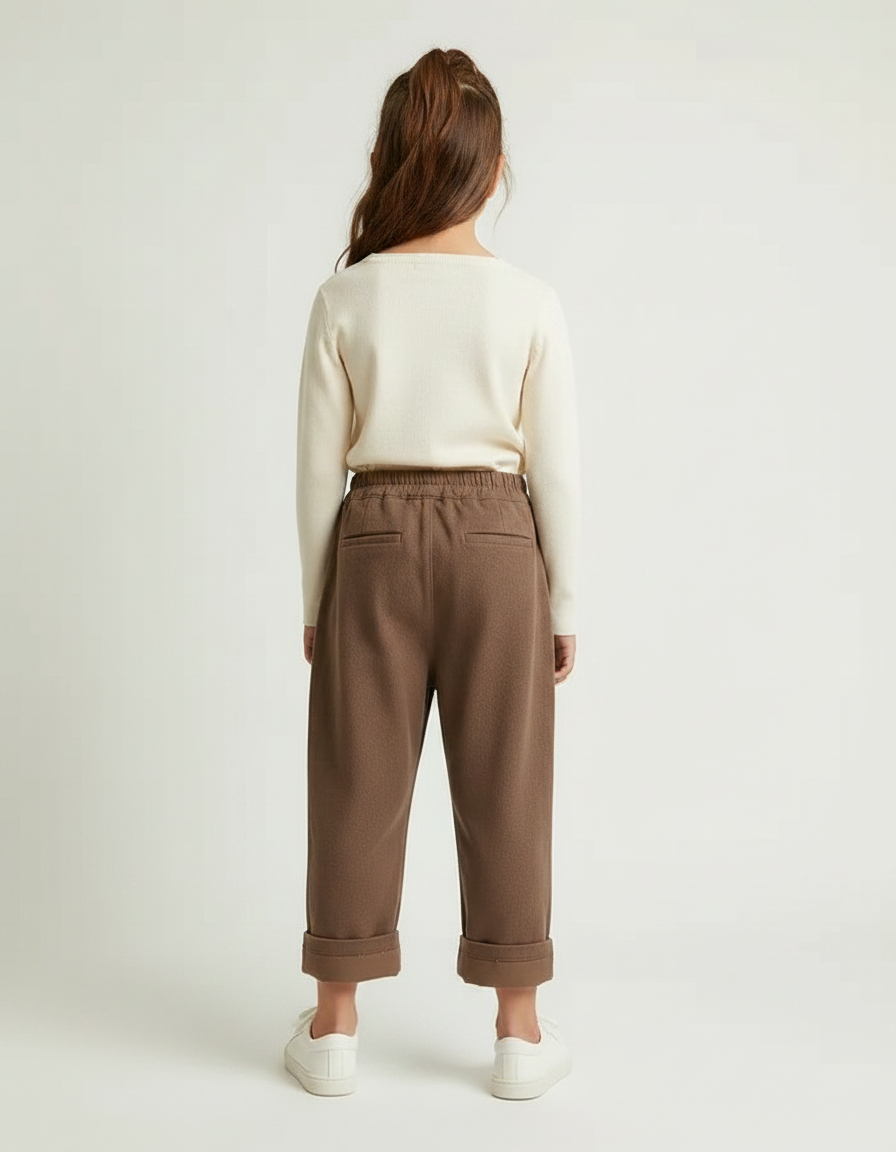 Pantalon Barrel Marron - Molleton - vue 2