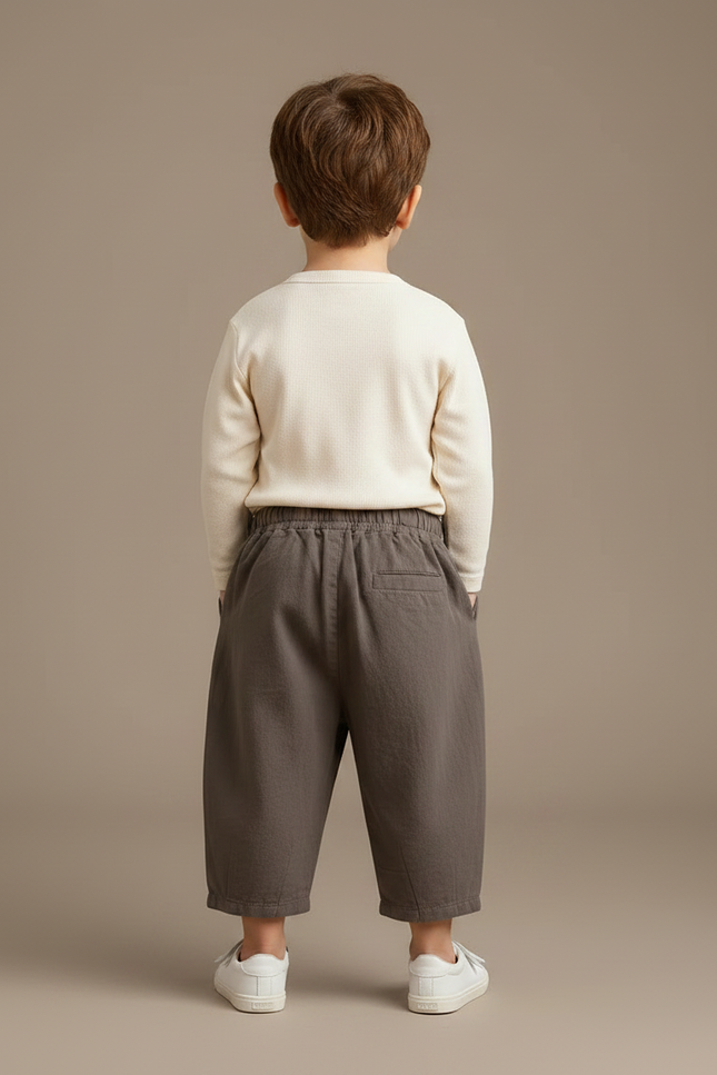 Pantalon Marron Ample Coton Enfant Décontracté Polyvalent - vue 2