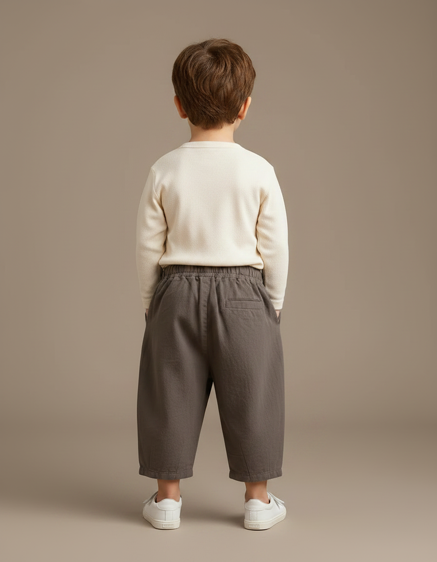 Pantalon Marron Ample Coton Enfant Décontracté Polyvalent - vue 2