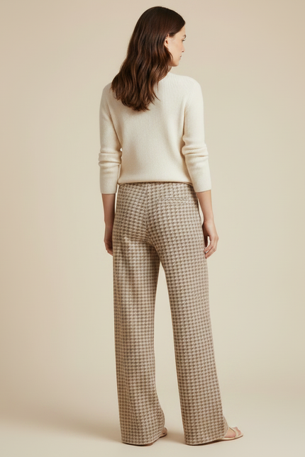 Pantalon Pied De Poule Marron - Maille - vue 2
