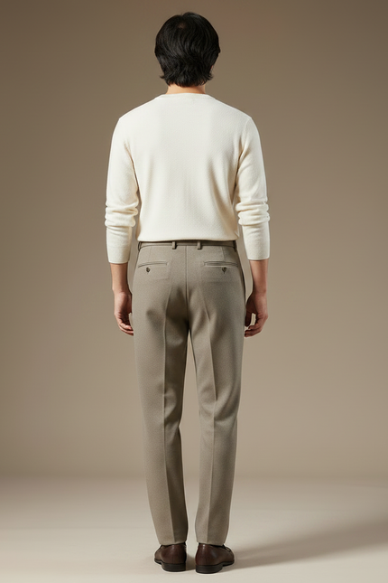 Pantalon Marron Laine Droit Formel Plissé Homme - Gabardine - vue 2