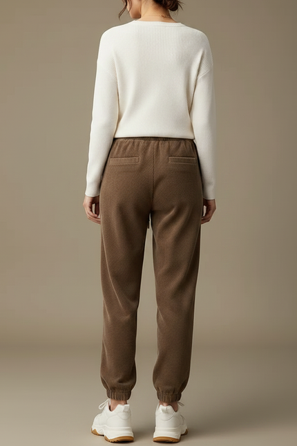 Pantalon Marron Côtelé Ample Décontracté Élégant - Cordé - vue 2