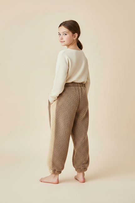Pantalon Marron Polaire Ample Chaud Bicolore Doux Hiver - Molleton - vue 2
