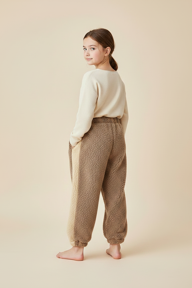 Pantalon Marron Polaire Ample Chaud Bicolore Doux Hiver - Molleton - vue 2