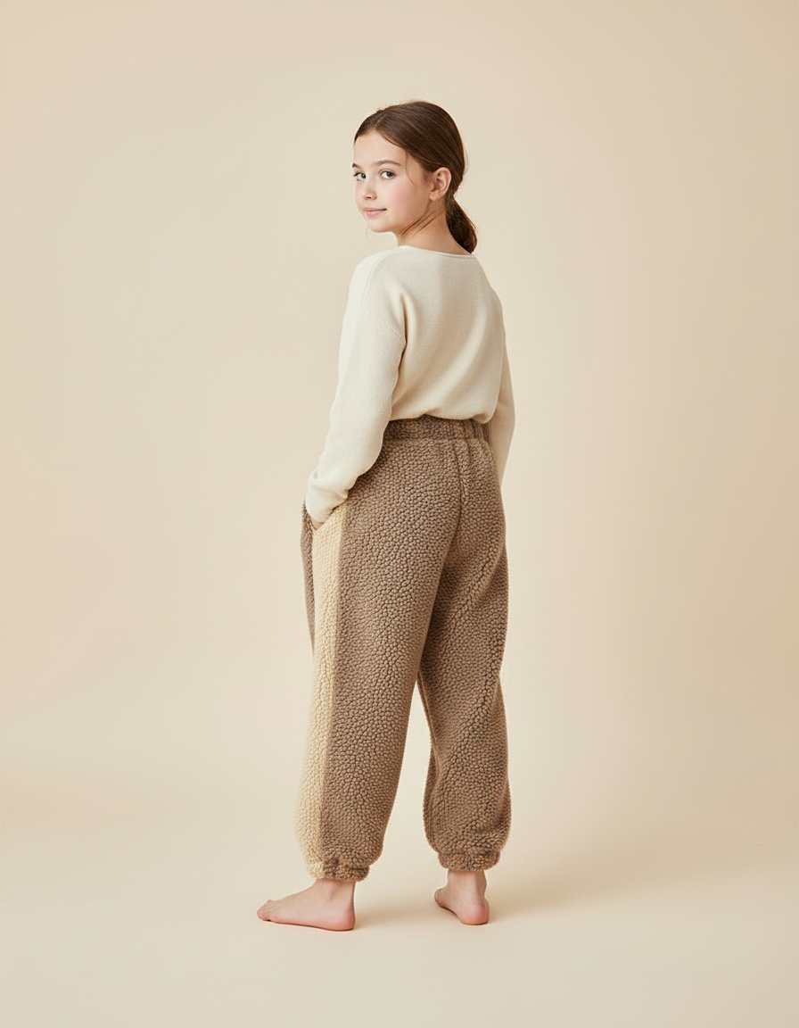 Pantalon Marron Polaire Ample Chaud Bicolore Doux Hiver - Molleton - vue 2