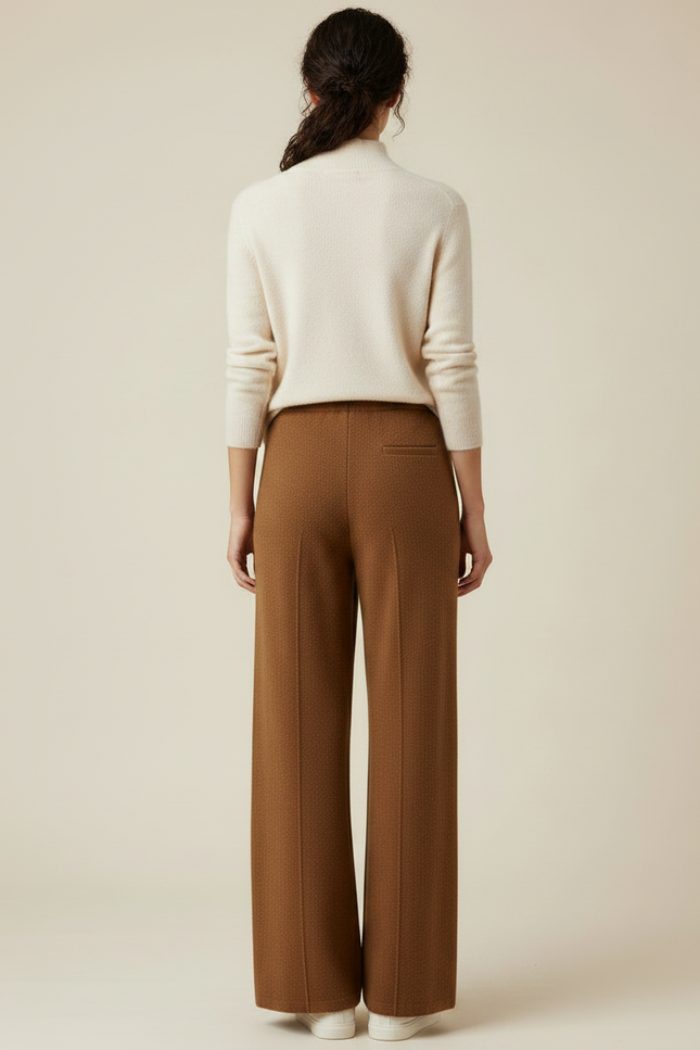 Pantalon Marron Tricoté Ample Décontracté Confortable - Maille - vue 2