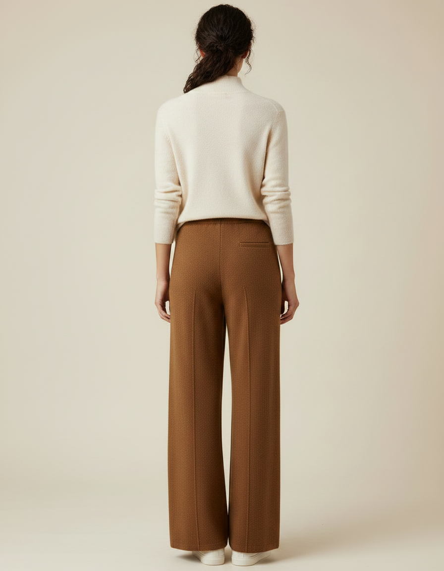 Pantalon Marron Tricoté Ample Décontracté Confortable - Maille - vue 2