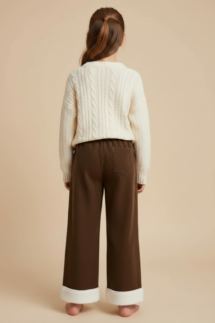 Pantalon Marron Côtelé Ample Doublé Chaud Enfant - Cordé - vue 2