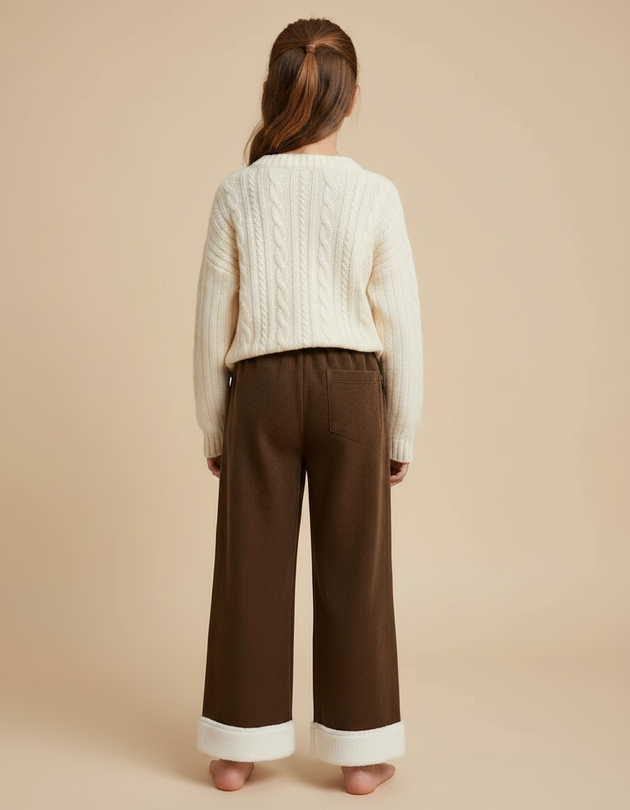 Pantalon Marron Côtelé Ample Doublé Chaud Enfant - Cordé - vue 2